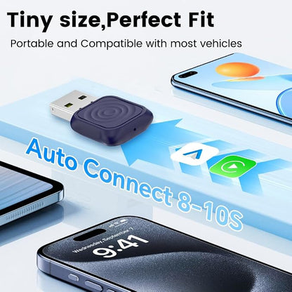 CarlinKit Mini Ultra Wireless CarPlay & Android Auto Adapter - for iPhone/Android 11+, USB-A/C, Plug & Play with Convert Wired to Wireless, 5.8G WiFi Fast & Stable Car with 2016+