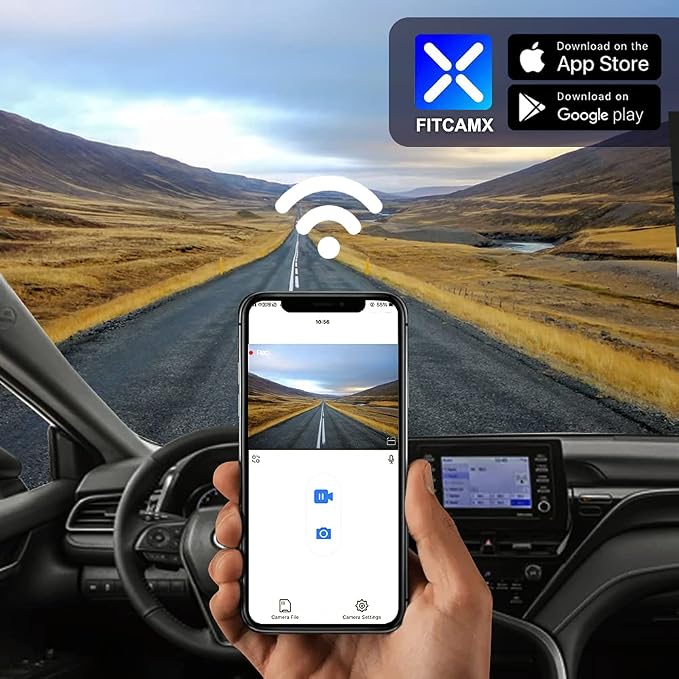 Fitcamx 4K Dash Cam Suitable for Toyota Camry 2021 2022 2023 2024 LE L XLE TRD XSE SE Hybrid (Gen8/XV70), OEM Look, 2160P UHD Video， WiFi & APP, Loop Recording, G-Sensor, Easy to Use, 64GB Card