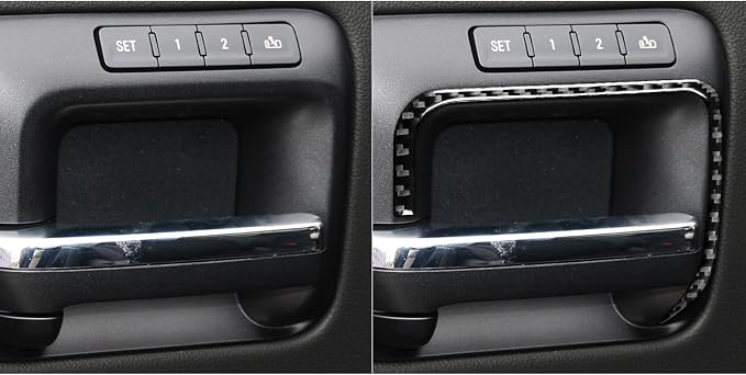 Real Premium Carbon Fiber Fit for Chevy Silverado/GMC Sierra 1500 2014-2018 for 2500/3500HD 2015-2019 Car Door Handle Frame Trim Decals Sticker Decor Auto Interior Accessories Cover Black