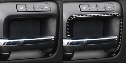 Real Premium Carbon Fiber Fit for Chevy Silverado/GMC Sierra 1500 2014-2018 for 2500/3500HD 2015-2019 Car Door Handle Frame Trim Decals Sticker Decor Auto Interior Accessories Cover Black