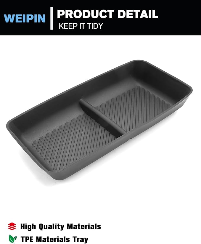 For 2PCS Center Console Organizer Tray TPE Materials Compatible with 2014-2018 Silverado/Sierra 1500& 2015-2019 Silverado&Sierra 2500HD/3500HD - Full Console w/Bucket Seats Only