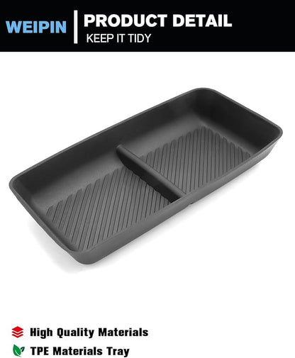 For 2PCS Center Console Organizer Tray TPE Materials Compatible with 2014-2018 Silverado/Sierra 1500& 2015-2019 Silverado&Sierra 2500HD/3500HD - Full Console w/Bucket Seats Only