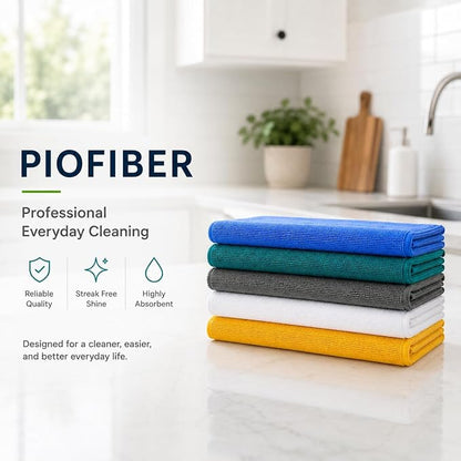 Microfiber Cleaning Cloths 15"x15" – Lint-Free Multi-Surface Household Cleaning Cloths, Highly Absorbent Reusable Microfiber Towels for Kitchen, Glass, Bathroom, Car & Home – 10 Pack