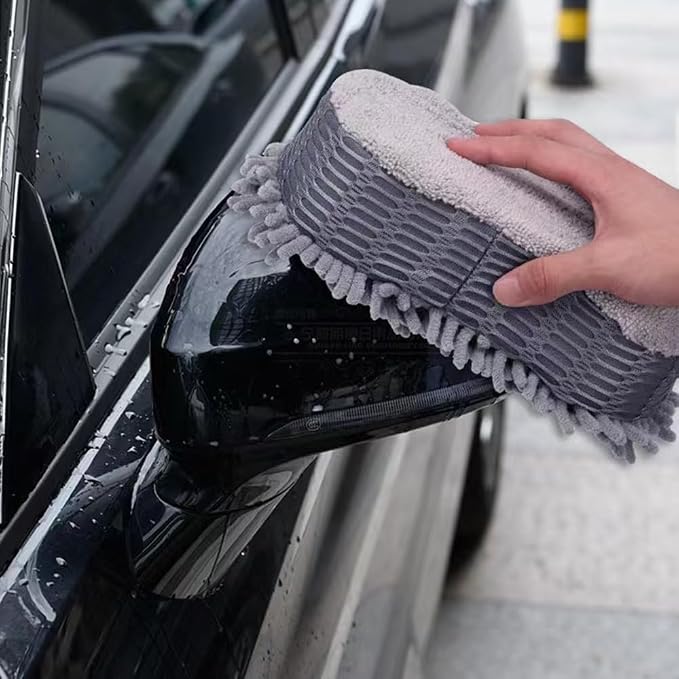 2 Pack Microfiber Car Wash Sponge Chenille Non-Scratch for Wax Sealant Conditioner Application Car Detailing, Compatible with Cars Trucks Motorcycles Essential Auto Cleaning Washing Kit Supplies