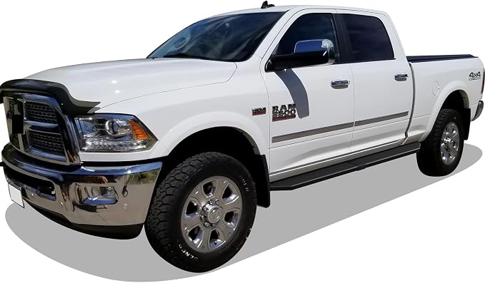 APS Wheel-to-Wheel Stainless Steel Flat Style Running Boards Compatible with Ram 1500 2009-2018 Crew Cab 6.5ft Bed & Ram 2500 3500 2010-2026 | 6" Side Steps Nerf Bars | Triple-Layer Powder Coat