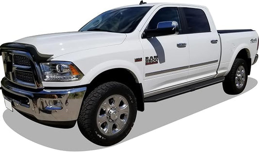 APS Wheel-to-Wheel Stainless Steel Flat Style Running Boards Compatible with Ram 1500 2009-2018 Crew Cab 6.5ft Bed & Ram 2500 3500 2010-2026 | 6" Side Steps Nerf Bars | Triple-Layer Powder Coat