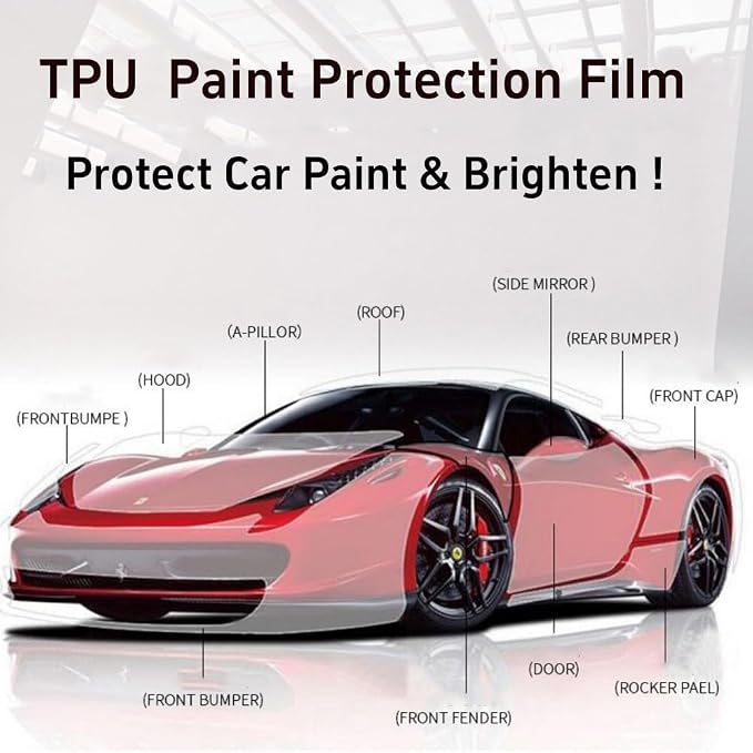 Clear Paint Protection Film,Vinyl Wrap Film 7.5 mil TPU Automotive Protector Wrap UV & Scratch Resistant, Non-Yellowing, 1Self-HealingTPU for Bumper Motorcycles Bicycles Shoe (19.7"X60")
