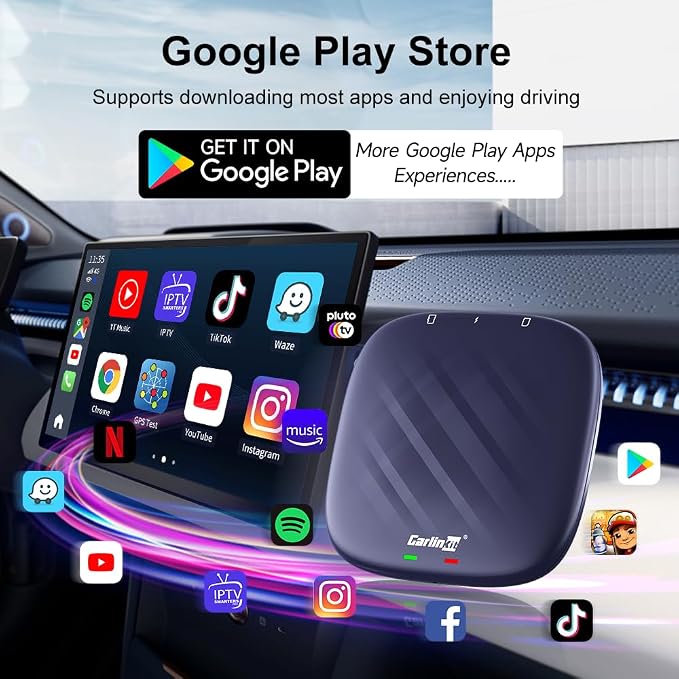 CarlinKit CarPlay Multimedia AI Box Android 13.0 System Only for Wired CarPlay Touch Screen Cars, Support Netflix YouTube Google Play ect. Wired to Wireless CarPlay Android Auto 8core 4G+64G