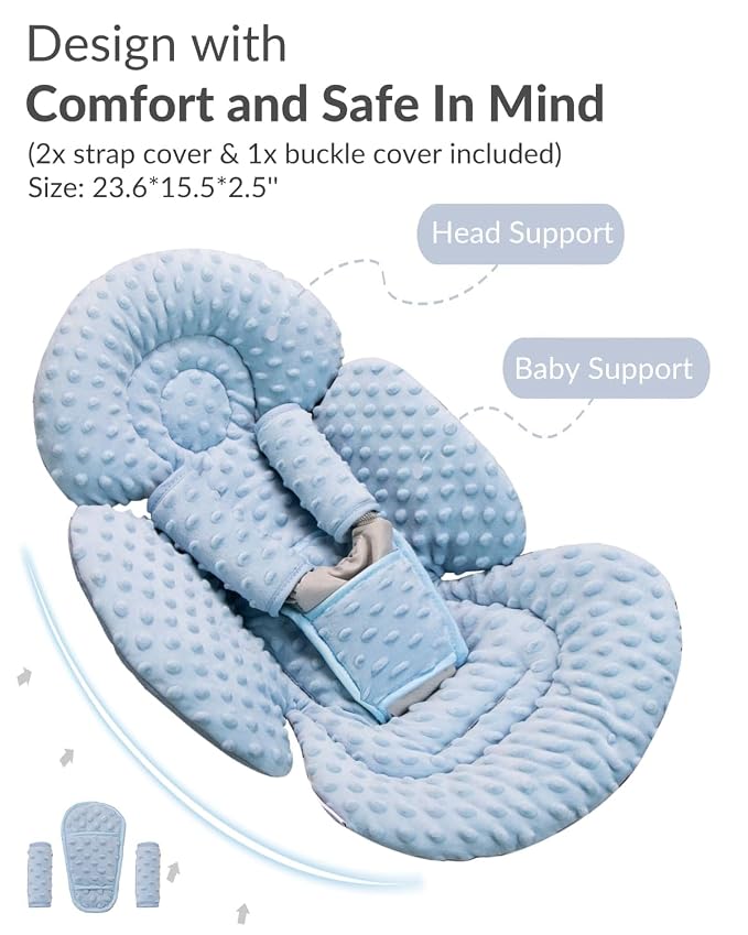 Generic Infant Insert Compatible with Mamaroo Swing & Graco Swing and Infant Car Seat, Newborn Insert Baby Head Body Support, Reversible Design, Breathable Soft Fabric, 1Pcs - Dots, Dark Blue