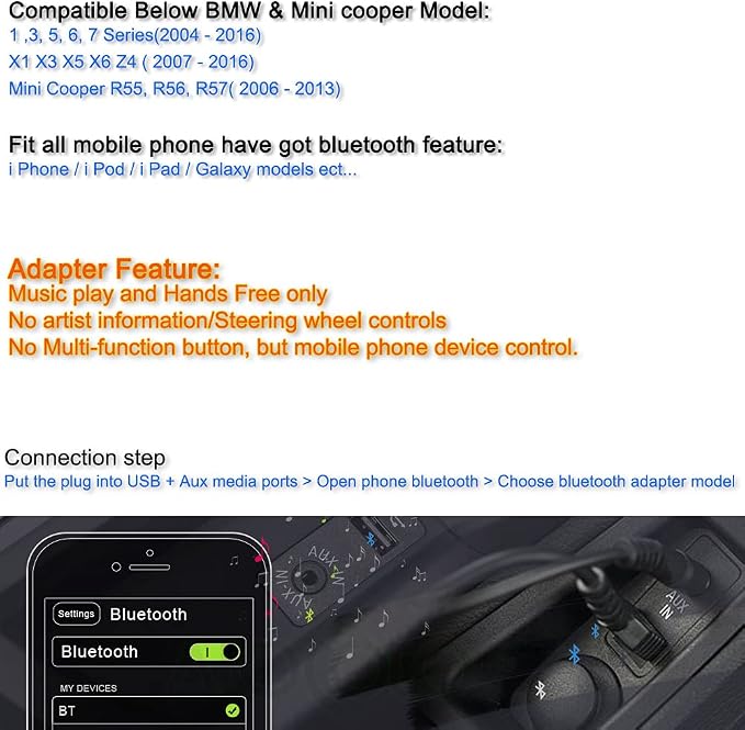 Music Adapter Compatible with Car Apple Android Phone Music AMI Interface Cable Capable Devices