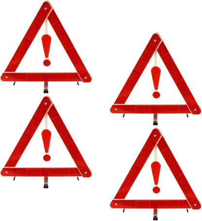 4pcs Car Warning Triangle Kit Portable Reflective Emergency Sign with Tripod for Roadside Safety and Wind Resistant for Vehicle Maintenance and Road Construction