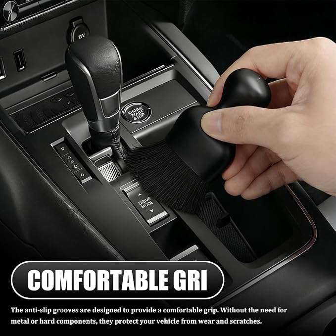 Car Detailing Brushes, Car Cleaning Brush, Auto Interior Soft Bristles Curved Cleaning Brush, Auto Detailing Dusting Tool Universal for Dashboard Air Conditioner Vent Computer (Black)