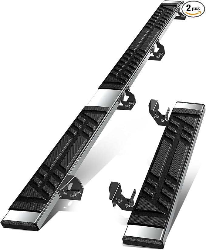 Auto Dynasty Running Boards Compatible with 2007-2024 Dodge Mercedes-Benz Freightliner Sprinter 2500 3500 Full Size Cargo Van, Stainless Steel Side Step Rail Nerf Bars, 6.5" x 36" Left / 96" Right