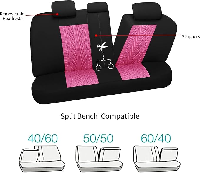 VarCozy Car Seat Covers Full Set, Front & Split Rear Bench for Car, Universal Cloth SUV, Sedan, Van, Automotive Interior Covers, Airbag Compatible