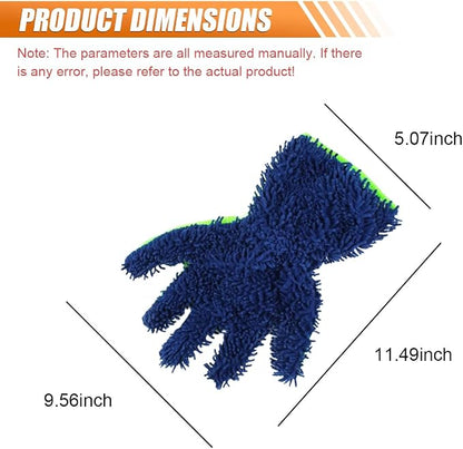 Craedli 2PCS Car Wash Mitts, Anti-Scratch Double Sided 5-Finger Microfiber Car Interior&Exterior Detailing Gloves, Soft Vehicle Chenille Dusting Mitt for Cleaning Wheel Tight Spot (Blue)
