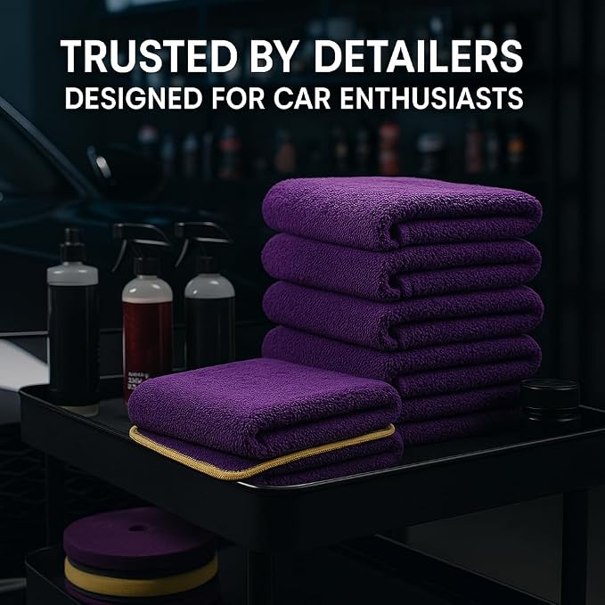 6 Pack Reusable Pak Details Micro Fiber Towels Car Detailing | 16x24 Ultra-Absorbent & Dual-Sided Car Microfiber Towel for Polishing, Wax Removal & Buffing | Lint & Streak-Free | Auto Cleaning Cloths