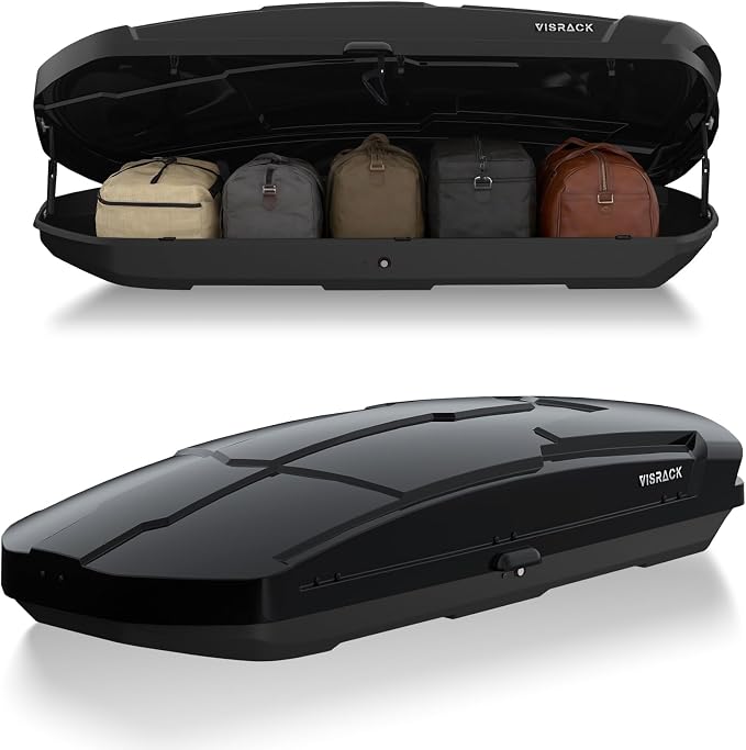 26 Cu Ft Cargo Box, Hard Shell Roof Cargo Carrier with Security Keys, 87.20" x 38.19" x 17.36" Roof Box, Dual-Sided Opening, Tool-Free Install, Black