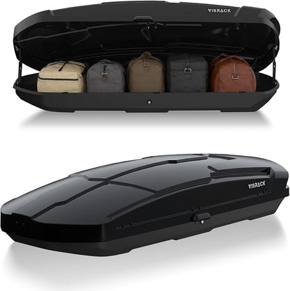 26 Cu Ft Cargo Box, Hard Shell Roof Cargo Carrier with Security Keys, 87.20" x 38.19" x 17.36" Roof Box, Dual-Sided Opening, Tool-Free Install, Black