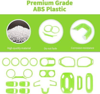 21PCS Full Set Interior Trim Kit for 2018-2023 Jeep Wrangler JL JLU,Side Outlet Door Handle Bowl Roof Reading Light Cover Trim (Green)