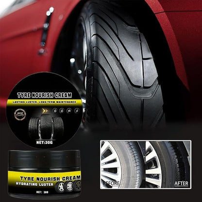 Tyre Nourish Cream, Protection and Waterproof Powerful Wheel Cleaning Refurbish Wax,Tire Waxs, Car Tires & Plastic Trim Renewal Paste - Restores Shine, for Car Trucks Motorcycles Tires