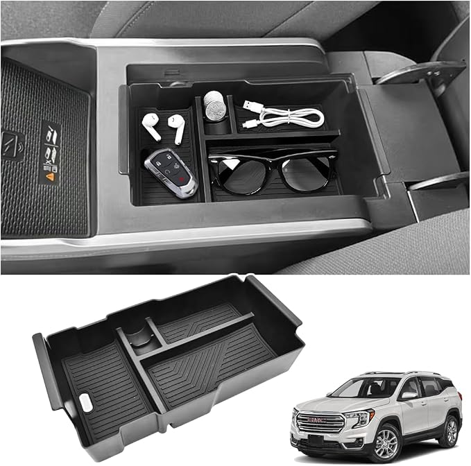 GZSH Center Console Organizer Compatible with 2025 2026 GMC Terrain (Elevation/AT4/Denali) |Easy to Install| |Add Extra Space| Armrest Storage Box Middle Console Tray GMC Terrain Interior Accessories
