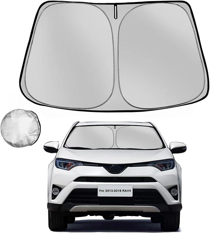 Windshield Sun Shade for Toyota RAV4 2013-2018 RAV-4 SUV Foldable Sun Sunshade for Car Front Window Blocks UV Rays and Heat Automotive Interior Protector Custom Fit Accessories