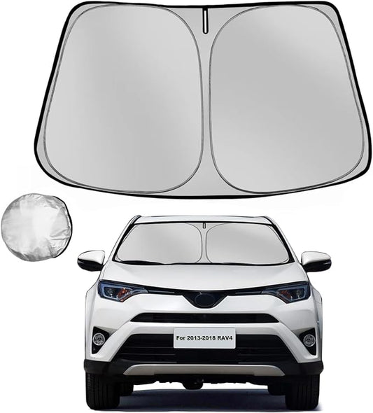 Windshield Sun Shade for Toyota RAV4 2013-2018 RAV-4 SUV Foldable Sun Sunshade for Car Front Window Blocks UV Rays and Heat Automotive Interior Protector Custom Fit Accessories