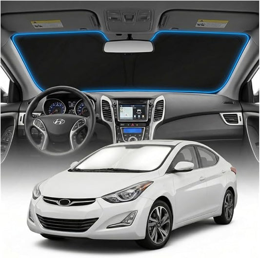 for Hyundai Elantra Sun Shade Windshield Cover - Custom Fit Elantra Accessories 2011-2016 Sunshade Foldable UV Protection & Heat Shield Sun Visor Accessories
