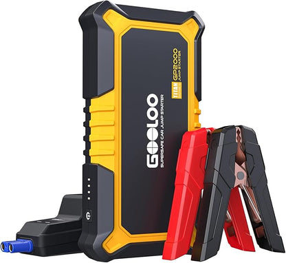 GOOLOO New GP2000 Jump Starter 2000A Car Starter Battery Pack (Up to 8.0L Gas, 6.0L Diesel Engine),12V Car Battery Charger Jumper Starter, Supersafe Portable Lithium Jump Box with USB Quick Charge