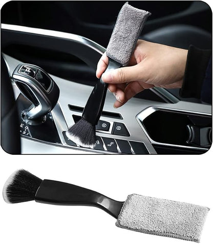 Double Head Brush for Car Clean 1Pack,Car Brushes for Detailing Interior,Car Detailing Brushes Exterior,Soft Car Detailing Brush(Black-Double Head,1Pack)