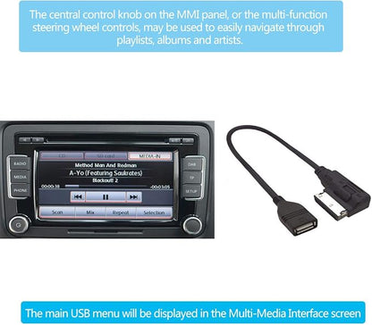 Music Interface Audio USB Adapter Cable,MMI/MDI/AMI to USB Cord Compatible with Audi, Volkswagen, Mercedes-Benz, Not for iPhones