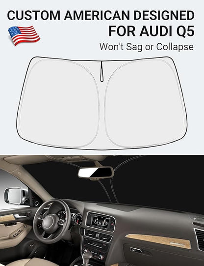 Proadsy 2026 Upgrade Front Windshield Sun Shade Foldable Sunshade Protector Custom Fit 2010-2017 Audi Q5 SQ5 Premium Premium Plus Prestige Crossover SUV Accessories