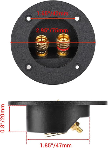 Facmogu 2PCS 3 Inch Round 2-Way Speaker Box Terminal Cup Binding Post, Power Speaker Screw-in Terminal Plates, 3 Inch Subwoofer Box Terminal Banana Plugs for DIY Home Speaker Kits