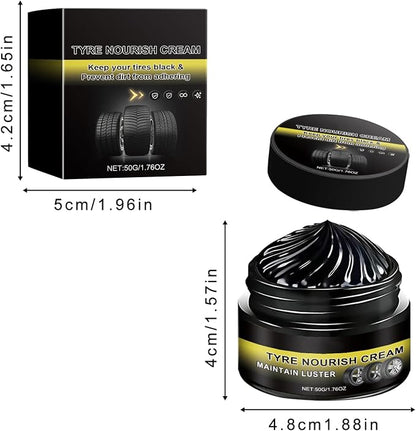 2PCS Tire Shine Cream - Car Tire Ceramic Coating for Deep Black Gloss, Powerful Wheel Cleaning Refurbish Wax with UV Blocking Dust, Tyre Nourish Cream for Long-Lasting Auto Care