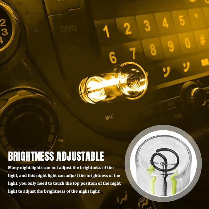 USB LED Car Interior Atmosphere Light, Car USB Night Light, Plug-in Auto Ambient Lighting Retro Lamps, Touch Adjustment LED Automotive Night Lamp Auto Accessories for bedrooms Camping (Warm)