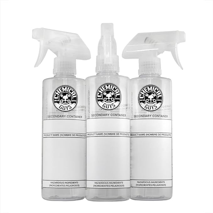 Chemical Guys ACC137 Secondary Container Dilution Bottle with Natural Sprayer, 3 Pack, 16 oz, White