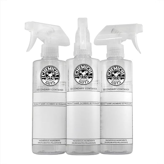 Chemical Guys ACC137 Secondary Container Dilution Bottle with Natural Sprayer, 3 Pack, 16 oz, White
