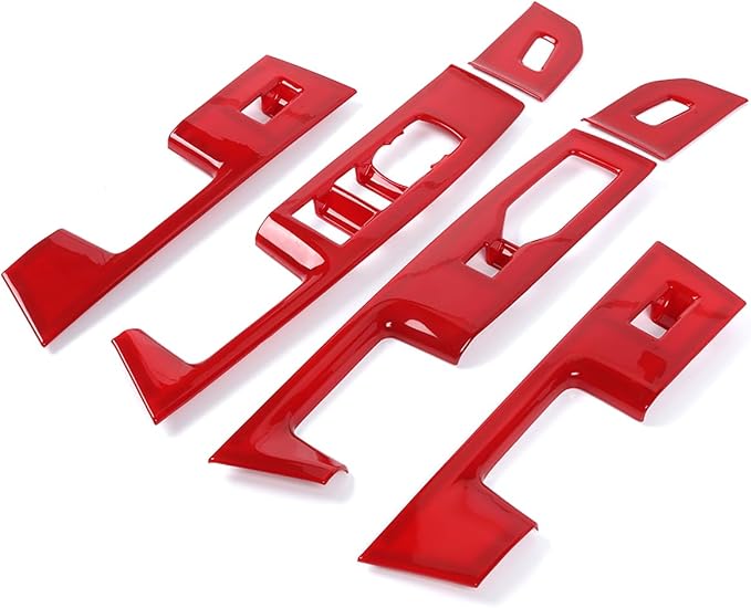 GZXinWei Window Control Switch Panel Trim Cover Sticker Door Armrest for Ford F150 2021 2022 2023 2024 2025 2026 Interior Decor Accessories Red