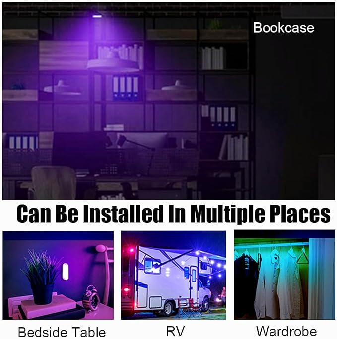 2PCS Wireless Car Interior LED Lights USB Rechargeable Car LED Touch Light with 6 Super Bright LED Lamp Beads Car Interior Ambient Light Universal Vehicle Accessories for Car Decor