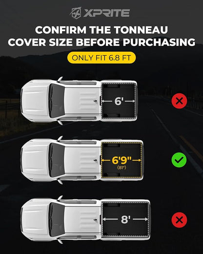 Xprite FRP Hard Tri-Fold Truck Bed Tonneau Cover Compatible with 2020 2021 2022 2023 2024 2025 2026 Chevrolet Silverado/GMC Sierra 2500 3500 HD with 6.8FT (81") Bed