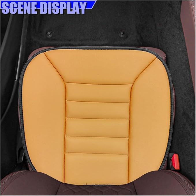 Craedli Car Seat Cushion Pad, Memory Foam Automotive Seats Cushion with Non-Slip Silicone Bottom, Comfort Breathable Pain Relief Vehicle Seat Protector for Home and Office Chairs (Orange)