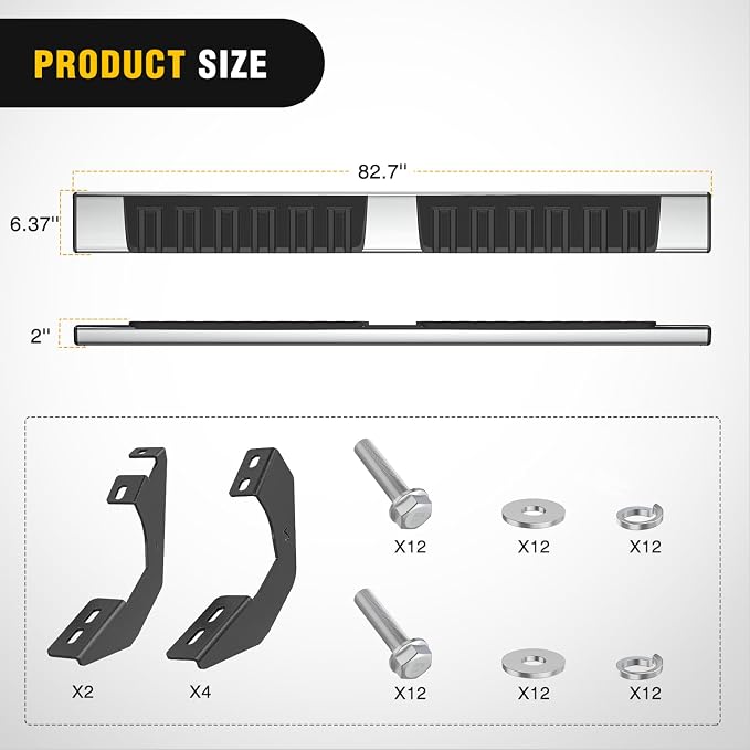 Nilight Running Boards for 2007 2008 2009 2010 2011 2012 2013 2014 2015 2016 2017 2018 2019 2020 2021 Toyota Tundra Crewmax Cab 4 Full Size Doors 6 Inch Stainless Steel Bolt-on Side Step Nerf Bars