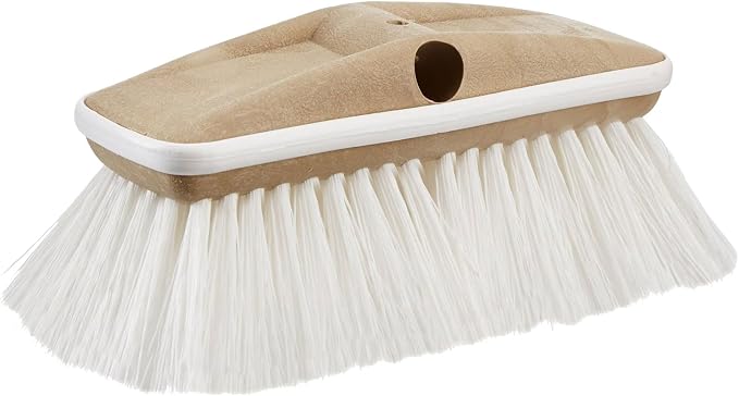 STAR BRITE Premium Stiff Bristle 8" Brush Head W/Bumper - Dual Connections Fit Either Standard 3/4" Threaded Poles or Extend-A-Brush Handles (Coarse) (White) (040163)