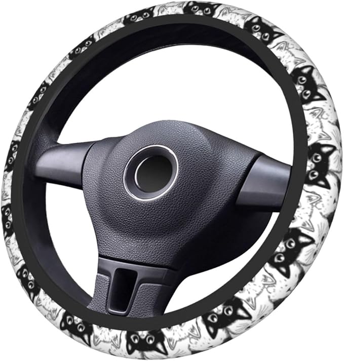 Cat Steering Wheel Covers Non Slip Neoprene Universal 15 Inch Steering Wheel Protector Car Cover for Men Women
