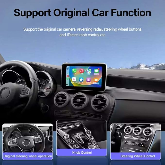 Wireless Carplay Adapter for Mercedes Benz A B CLA GLA C E ML GL GLK SLK (2011-2015) with NTG 4.5/4.7 System Support Android Auto Bluetooth, USB, Mirroring, Camera, Voice Control