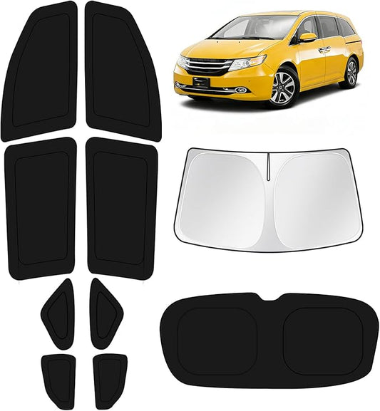 KUST Car Window Shades for Honda Odyssey 2011-2017 Windshield Sun Shade Side Window Cover UV Block Privacy Protection Accessories for Camping Blackout Rear Back Full Set 10PCS