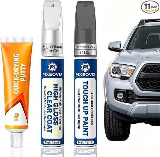 Cement Gray(1H5) Touch Up Paint Compatible with Toyota, All in One Car Scratch Repair Kit with Primer Putty & Clear Coat, Complete Sanding Tools Set for Scratches Chips Nicks