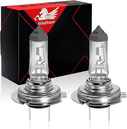 WinPower H7 Halogen Headlight Bulb, Super Bright Warm White 55W 4300K High Low Beam Fog Light Replacement Car Motorcycle PX26D Lamp, Pack of 2