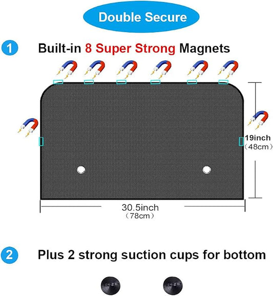 Ovege Car Window Shade 2pcs -Car Side Window Sun Shade Baby UV Protection Privacy Suction Magnetic (Back Seat 2pcs), Semi-Transparent
