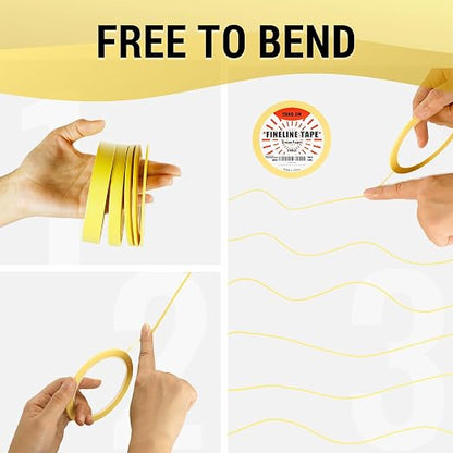 YONGJIN Multi-Size Pinstripe Tape, Fine Line Masking Tape Set for Automotive, DIY, Paint, Art (1/16", 1/8", 1/4", 1/2", 5/7")